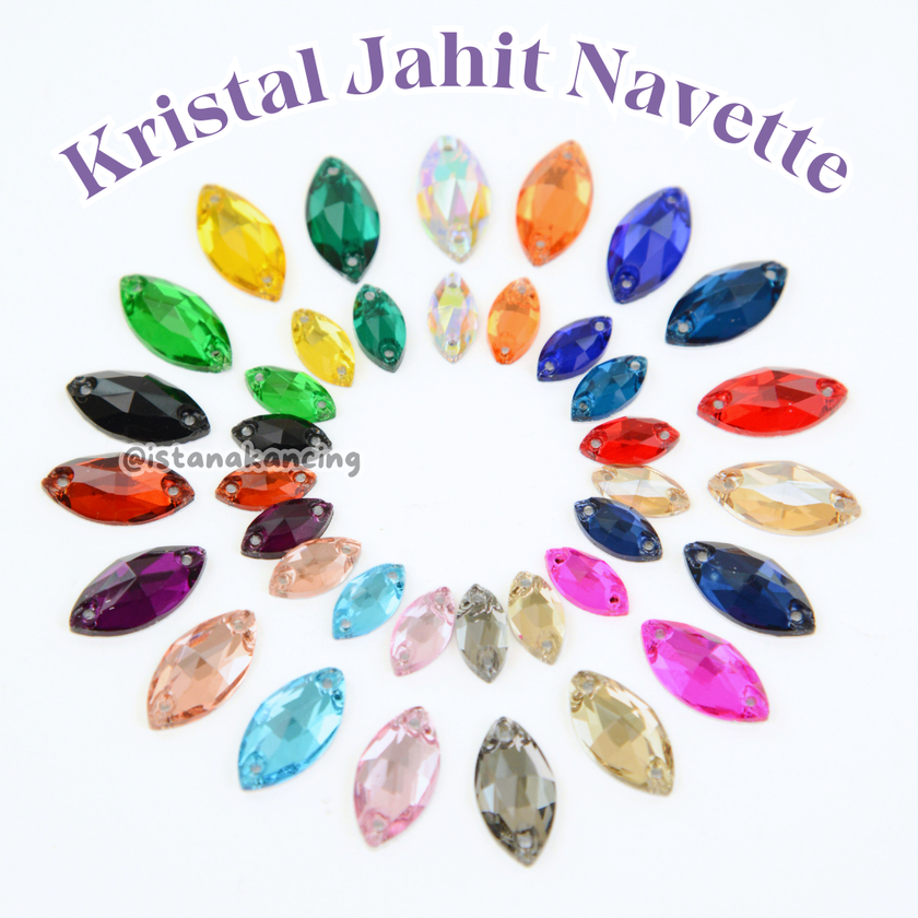 Kancing Kristal Jahit Navette