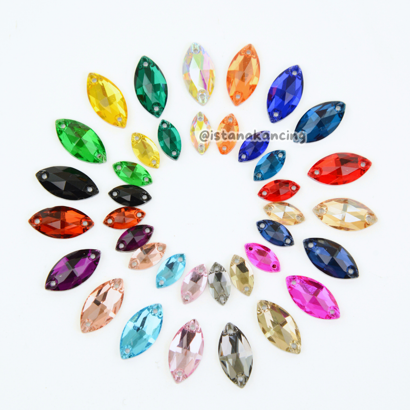 Kancing Kristal Jahit Navette