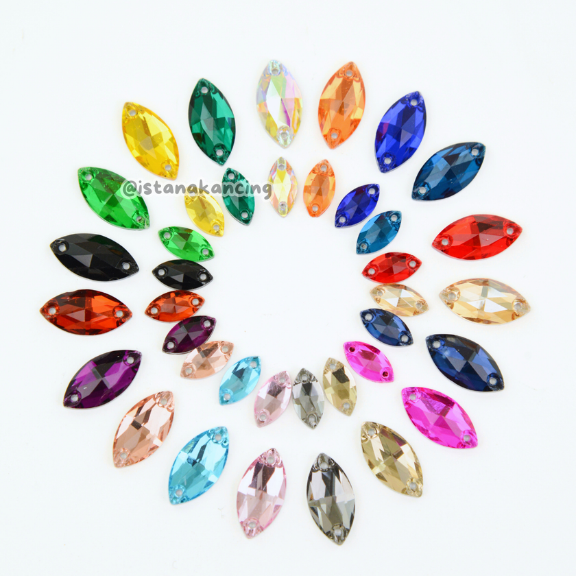 Kancing Kristal Jahit Navette