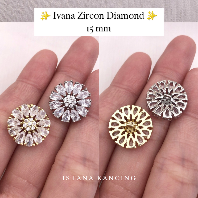 Tombol Berlian Imitasi Zirkon Ivana
