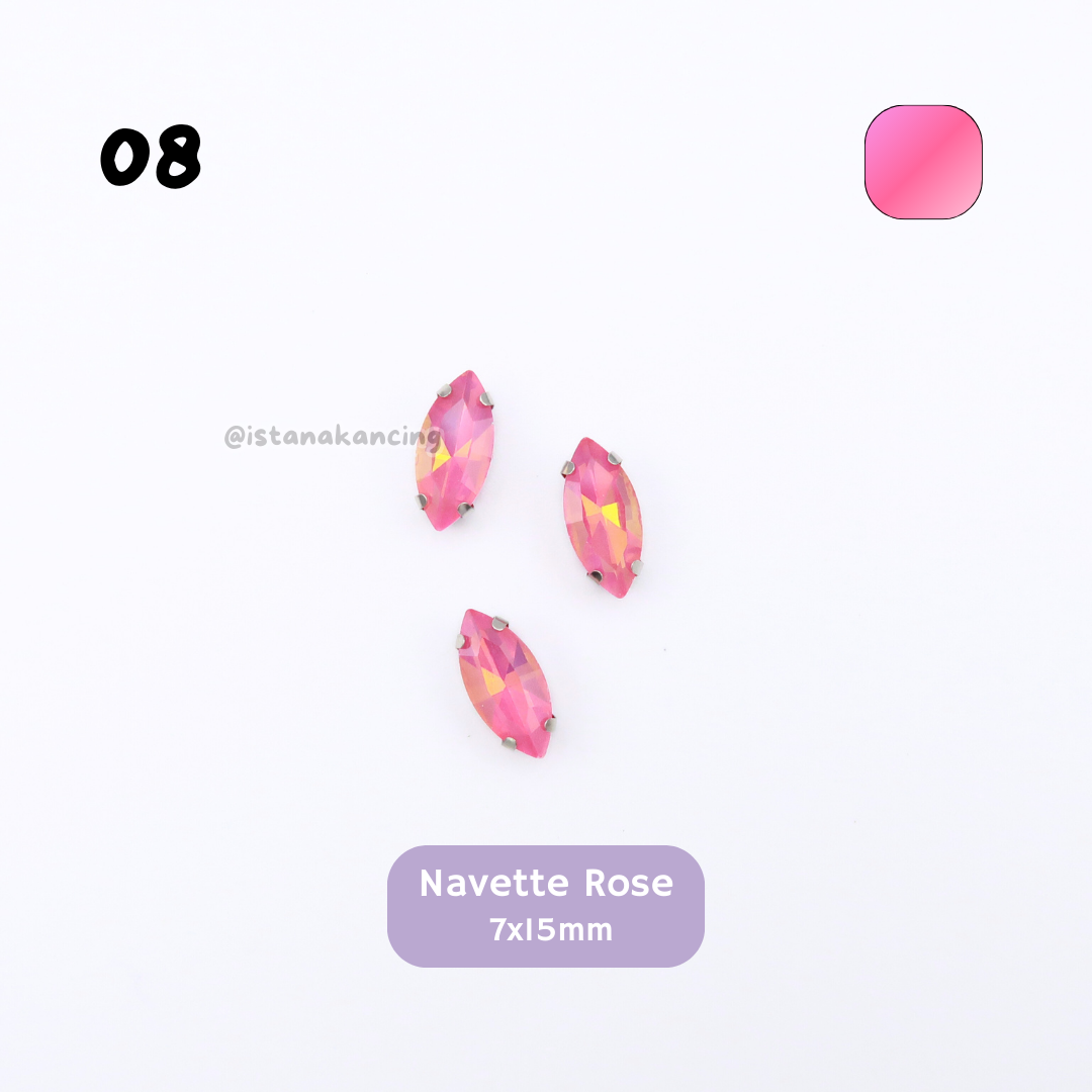 Navette Pastel Rhinestone 7x15mm