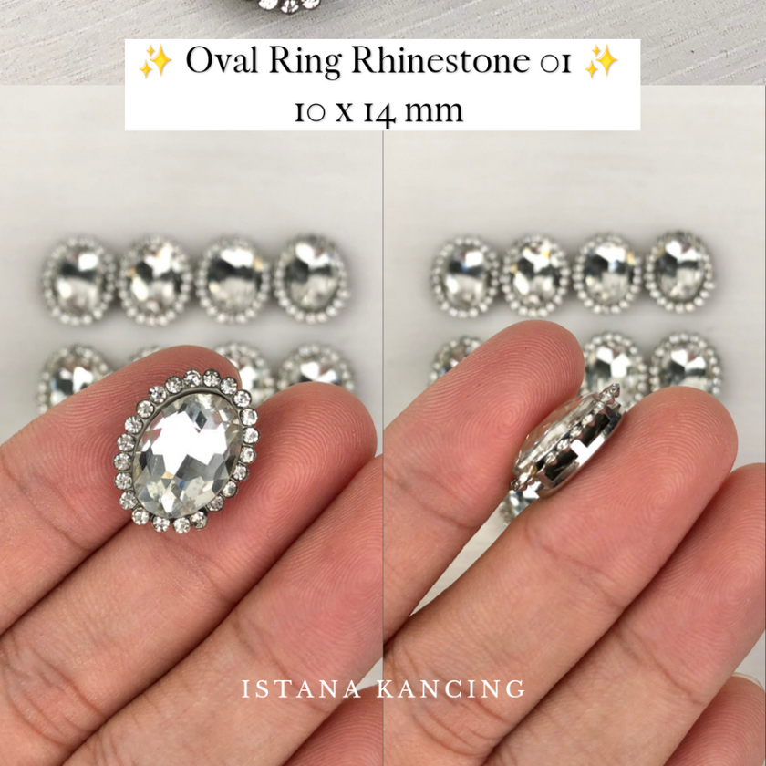 Pengaturan Cakar Kristal Cincin Oval 10x14mm