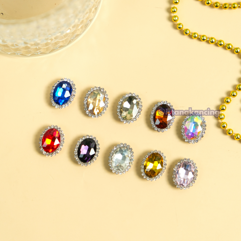 Oval Ring Crystal Claw Setting 10x14mm