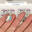 Oval Ring Crystal Claw Setting 10x14mm