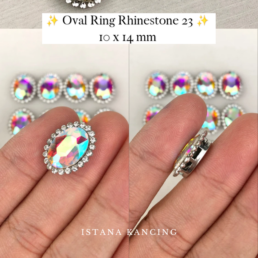 Oval Ring Crystal Claw Setting 10x14mm