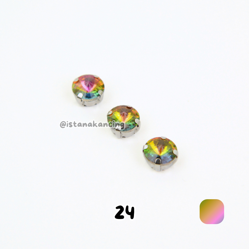 Round 10mm Rhinestone Kristal Cangkang