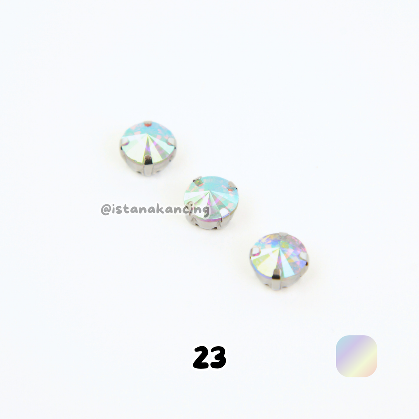Round 10mm Rhinestone Kristal Cangkang