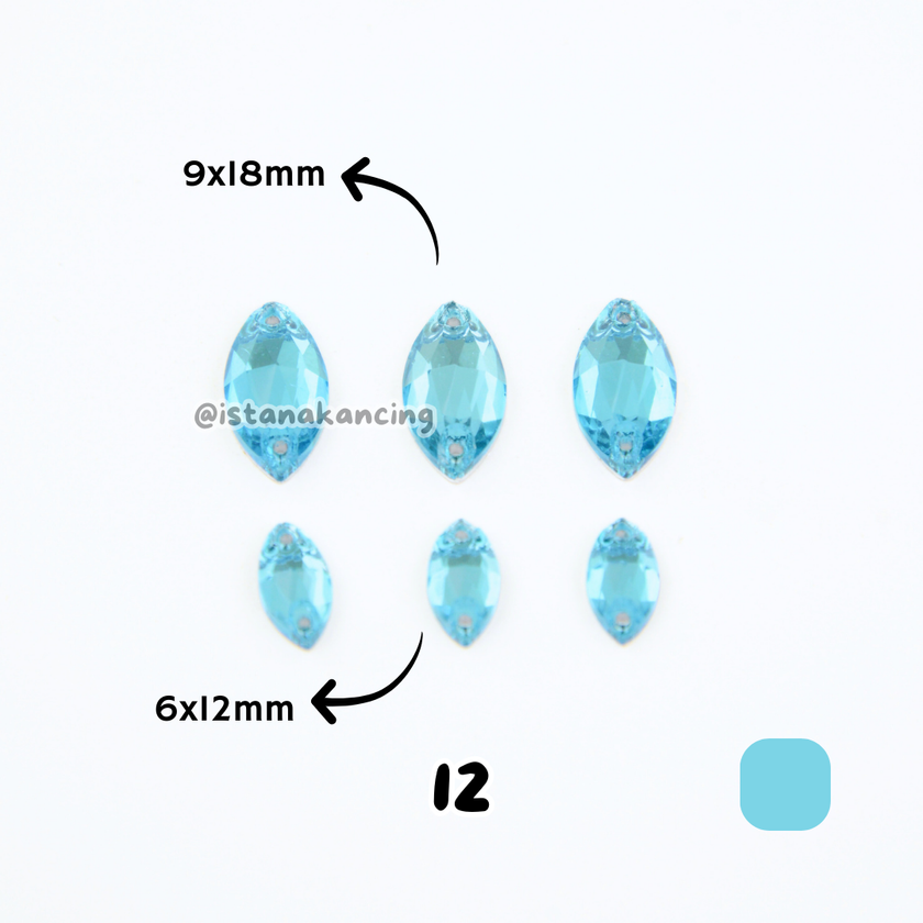 Kancing Kristal Jahit Navette