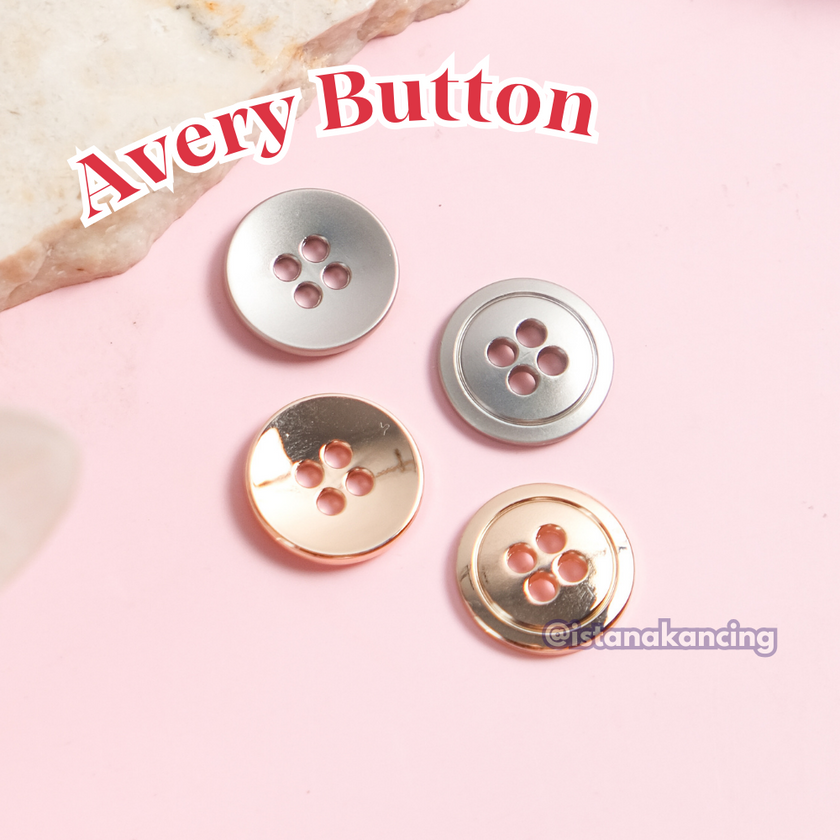 Avery Kancing 4 Lubang Silver & Gold 18mm