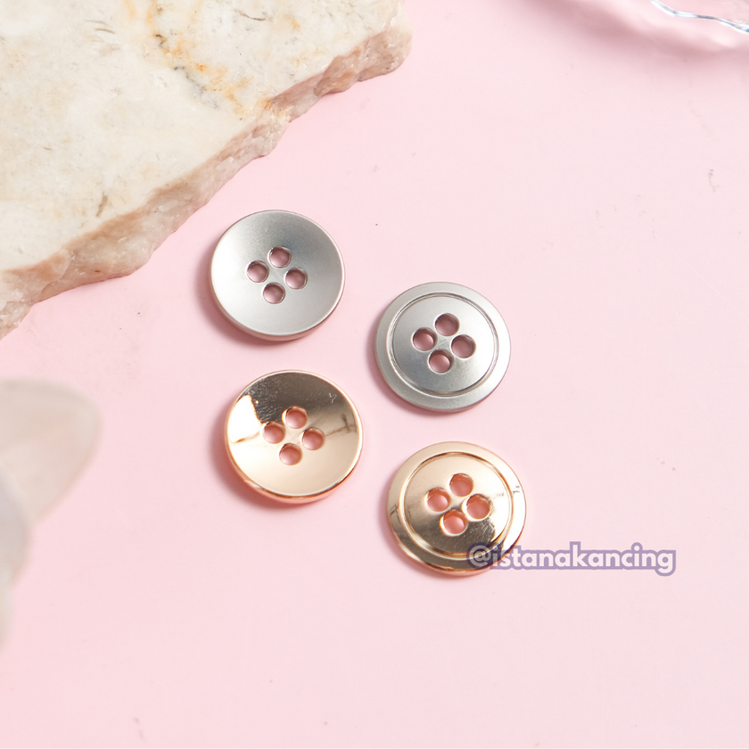 Avery Kancing 4 Lubang Silver & Gold 18mm