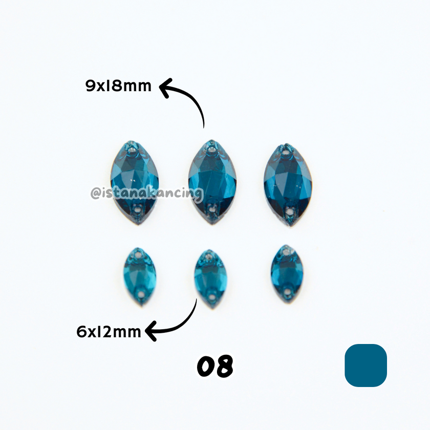 Kancing Kristal Jahit Navette