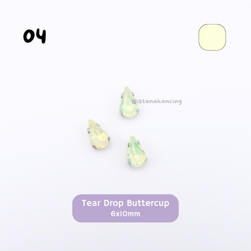 Tear Drop Pastel Crystal Claw Setting 6x10mm