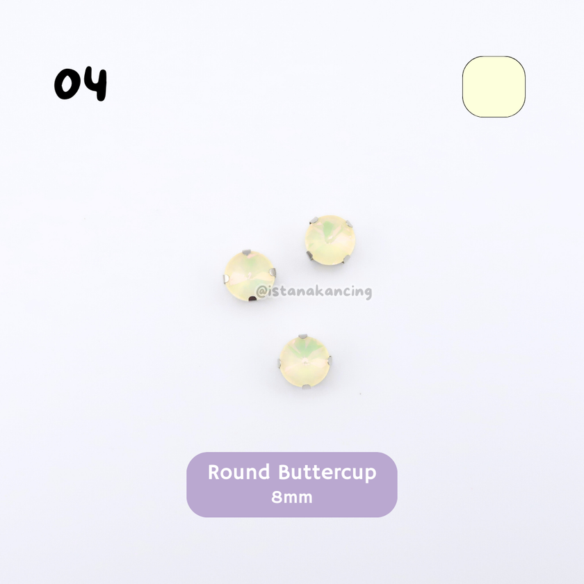 Pengaturan Cakar Kristal Pastel Bulat 8mm
