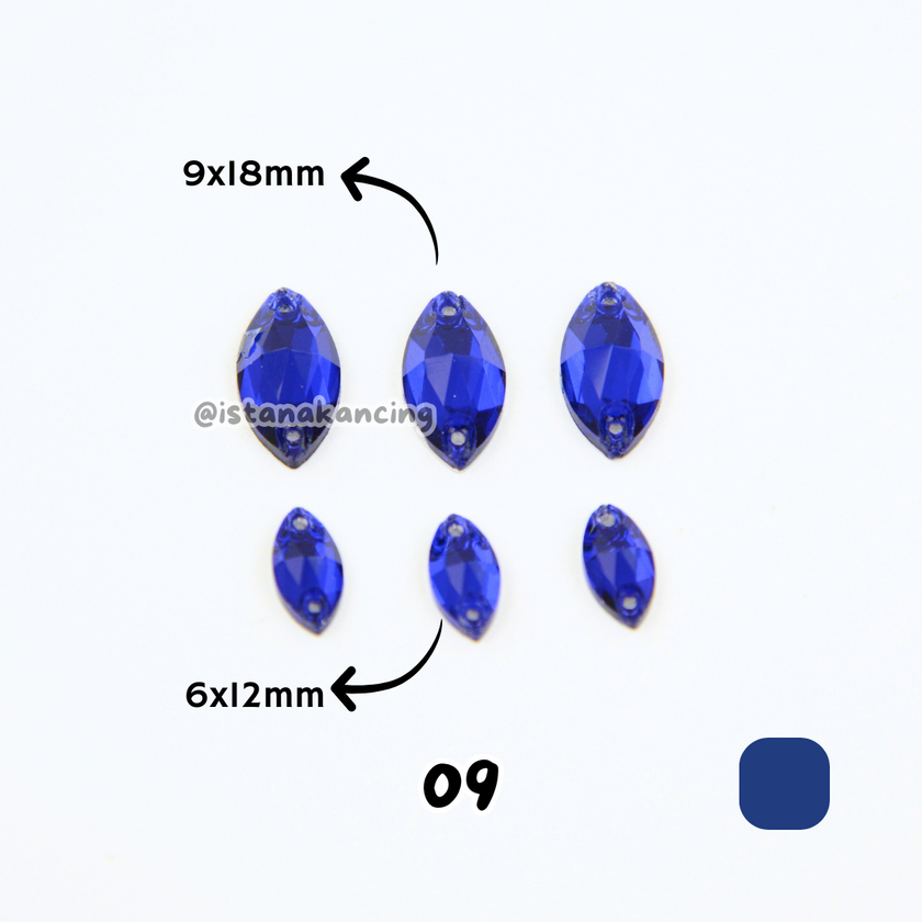 Kancing Kristal Jahit Navette