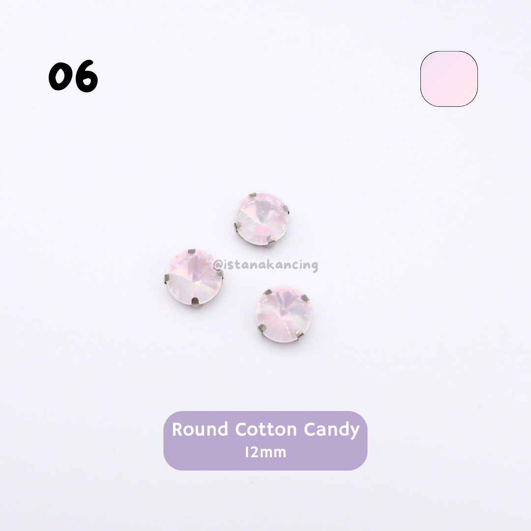 Round Pastel Crystal Claw Setting 12mm