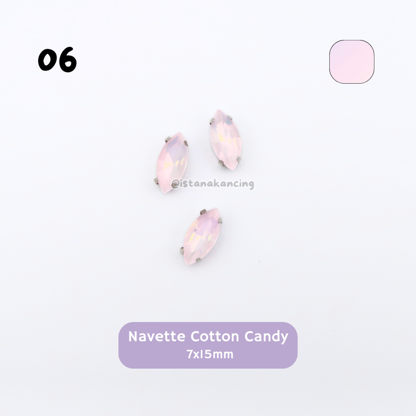 Pengaturan Cakar Kristal Pastel Navette 7x15mm