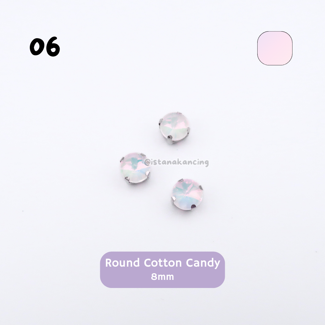 Round Pastel Crystal Claw Setting 8mm