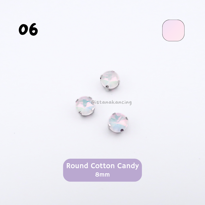 Pengaturan Cakar Kristal Pastel Bulat 8mm