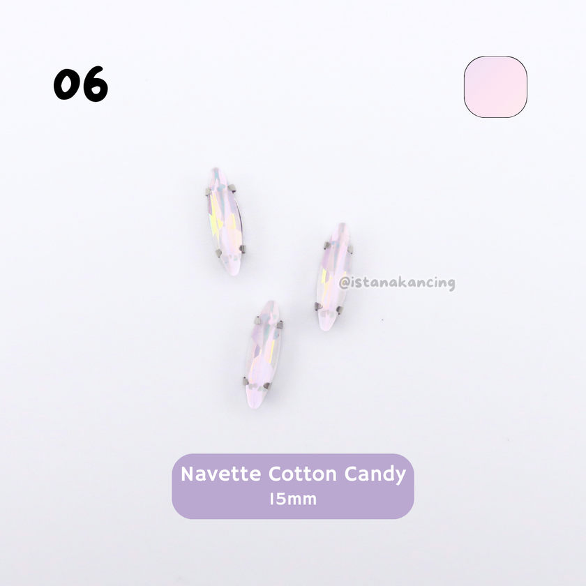 Pengaturan Cakar Kristal Pastel Navette 15mm