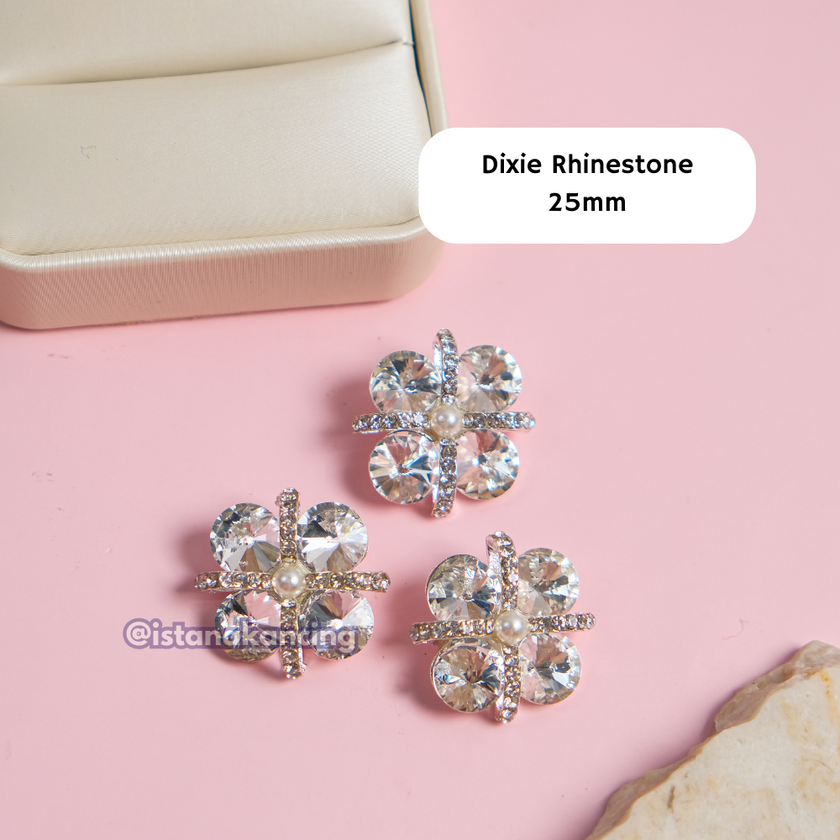 Dixie Rhinestone Button 25mm