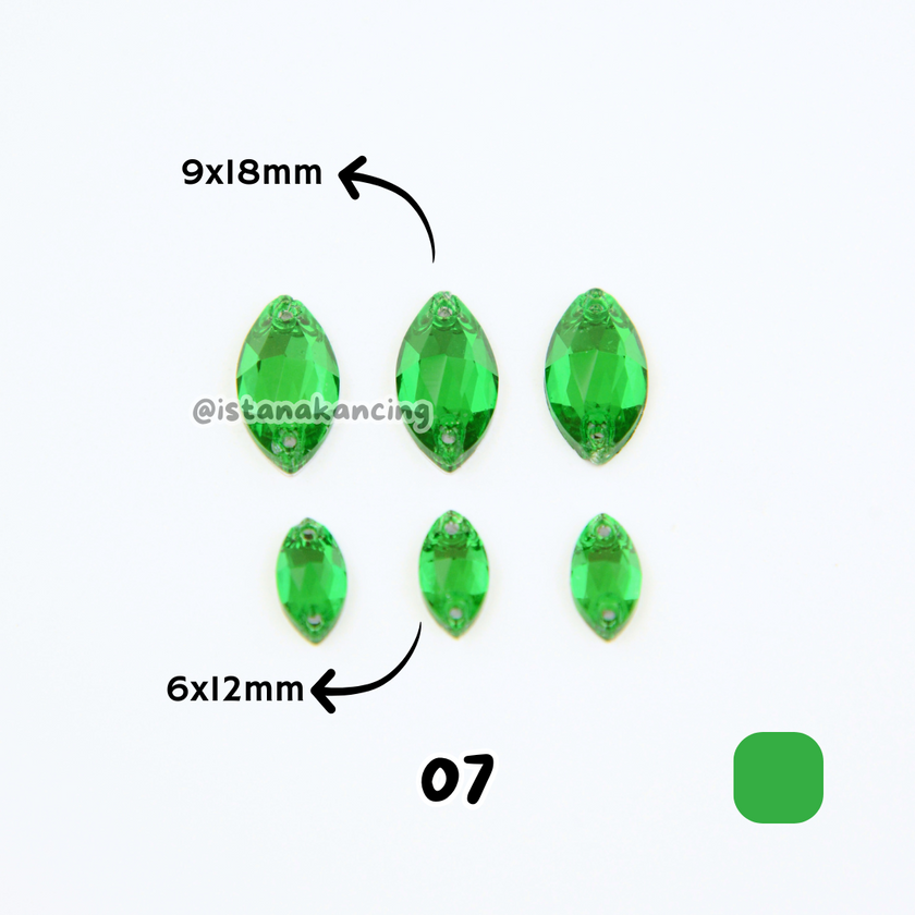 Kancing Kristal Jahit Navette