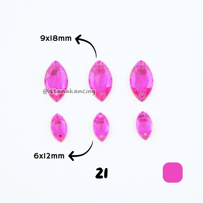 Kancing Kristal Jahit Navette