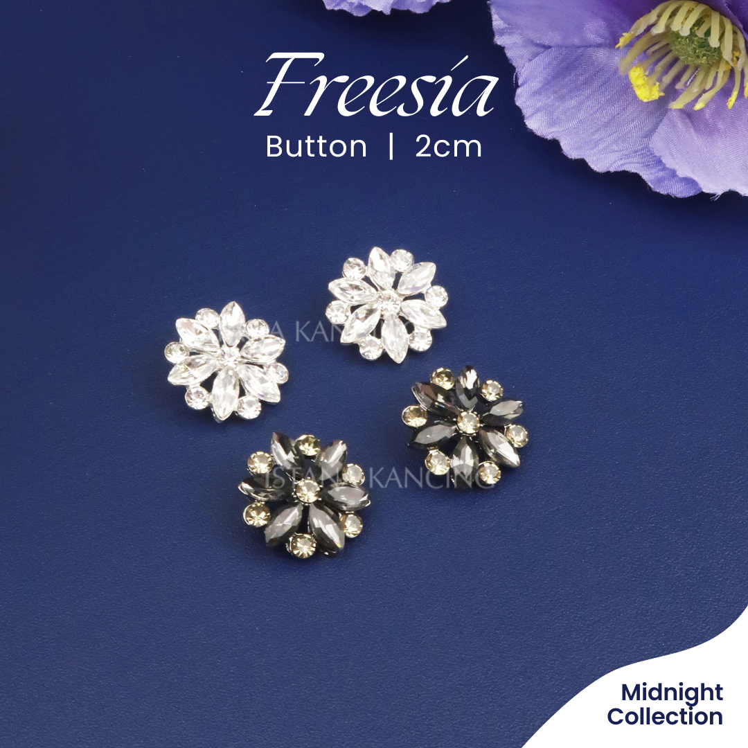 Kancing Jamur Freesia Button | Kancing Rhinestone Permata Cantik Premium Button | Istana Kancing