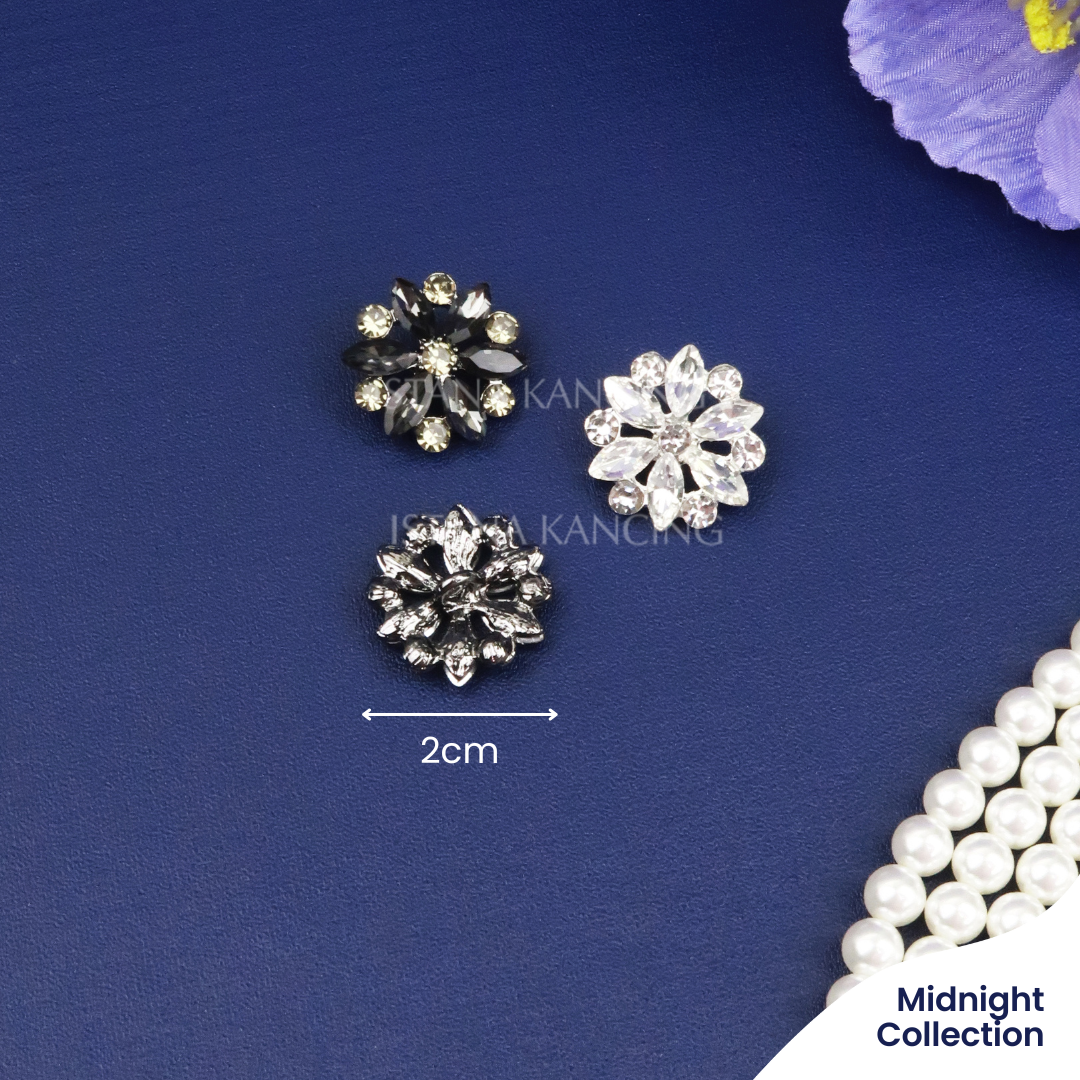 Kancing Jamur Freesia Button | Kancing Rhinestone Permata Cantik Premium Button | Istana Kancing