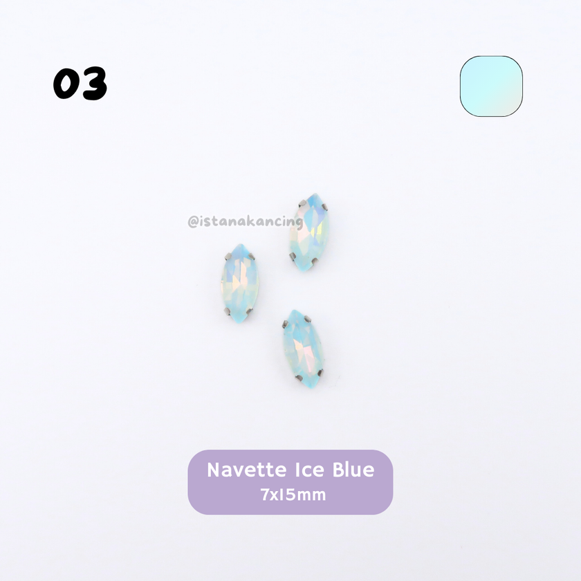 Pengaturan Cakar Kristal Pastel Navette 7x15mm