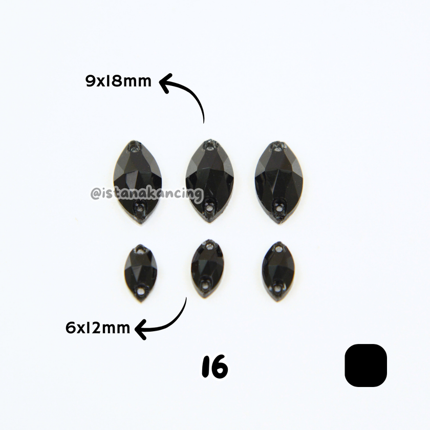 Kancing Kristal Jahit Navette