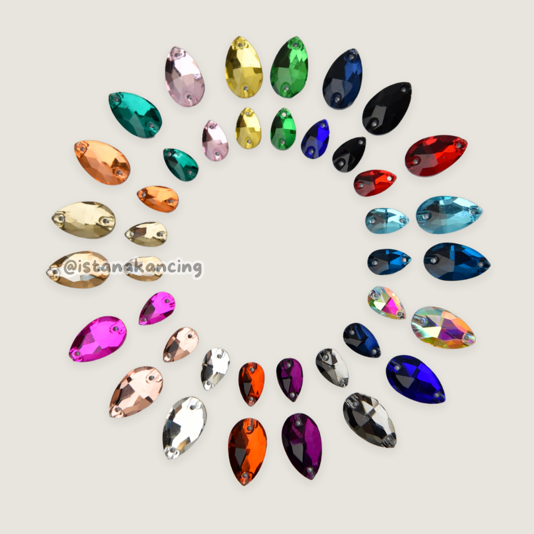 Kristal Jahit Tear Drop
