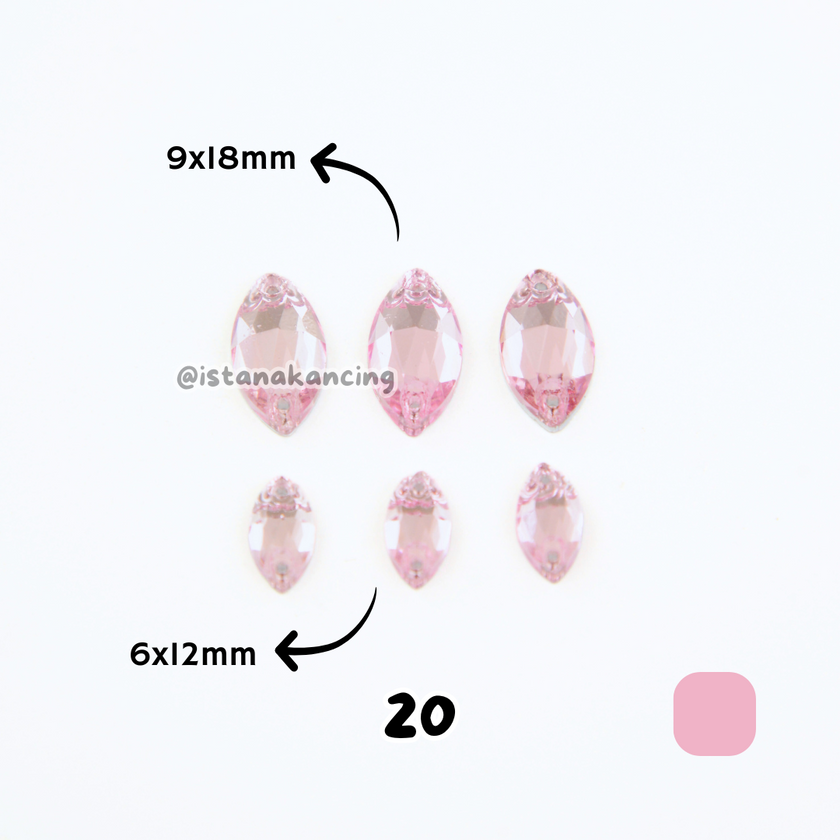 Kancing Kristal Jahit Navette