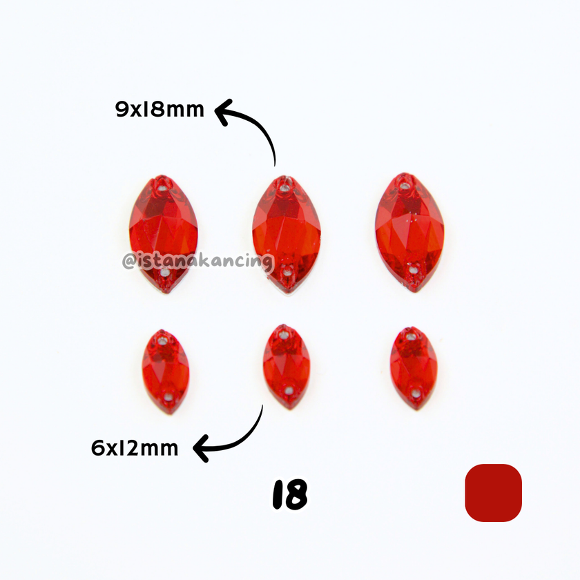 Kancing Kristal Jahit Navette