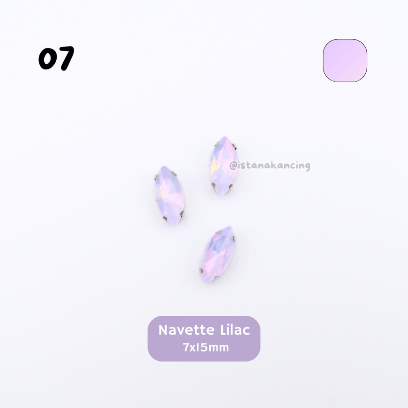 Pengaturan Cakar Kristal Pastel Navette 7x15mm
