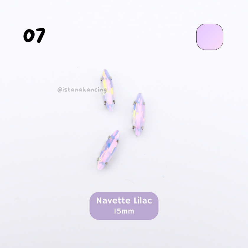 Pengaturan Cakar Kristal Pastel Navette 15mm