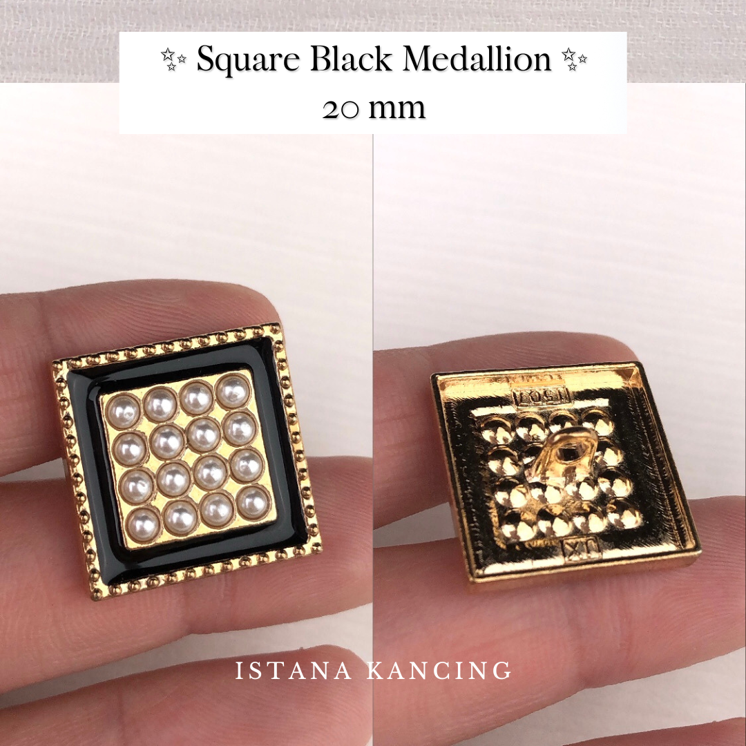 Medalion Square Kancing Pearl 20mm
