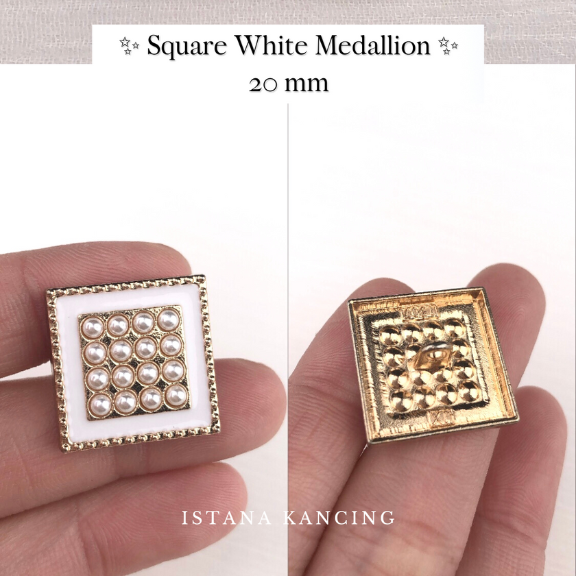 Medalion Square Kancing Pearl 20mm