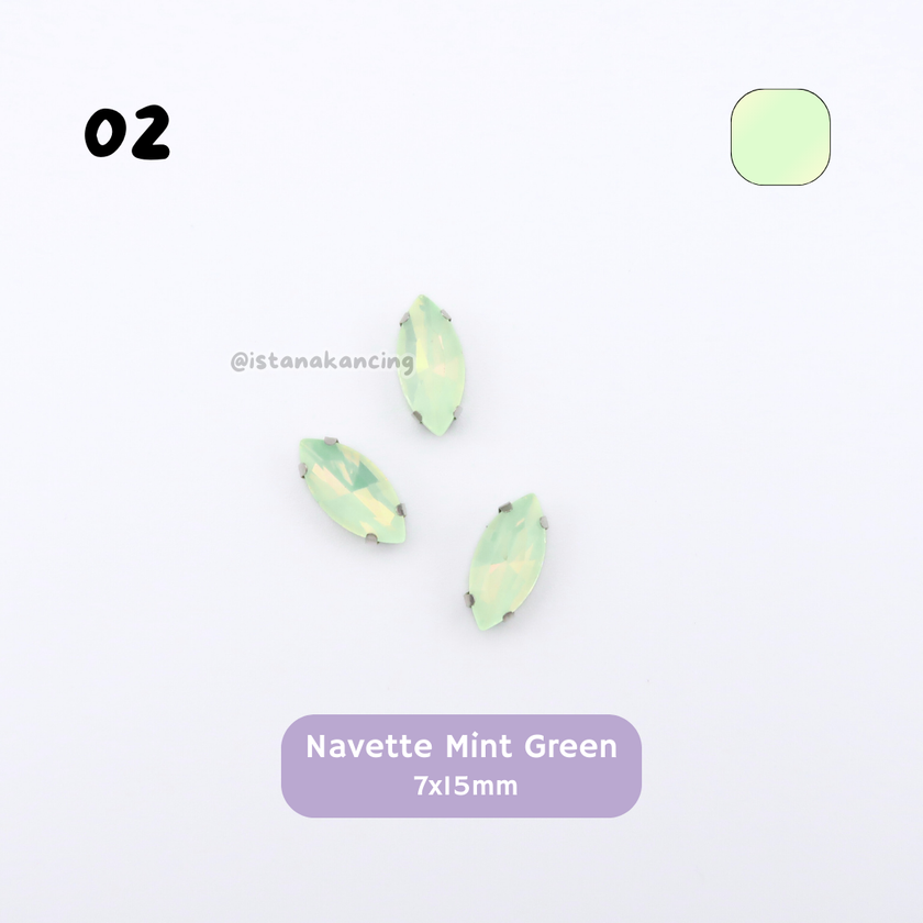 Pengaturan Cakar Kristal Pastel Navette 7x15mm