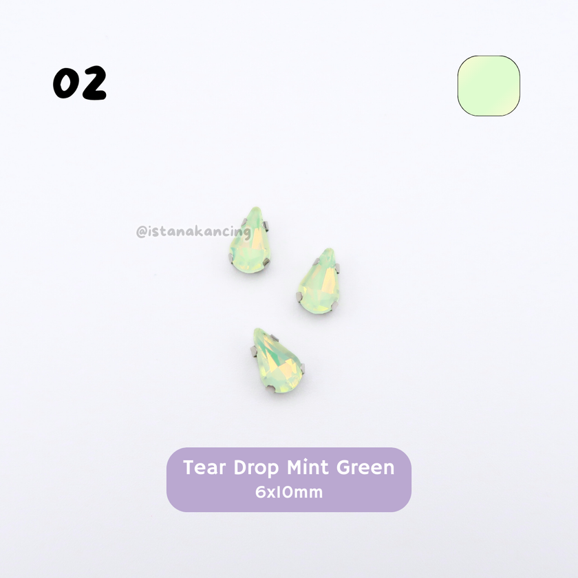 Tear Drop Pastel Crystal Claw Setting 6x10mm
