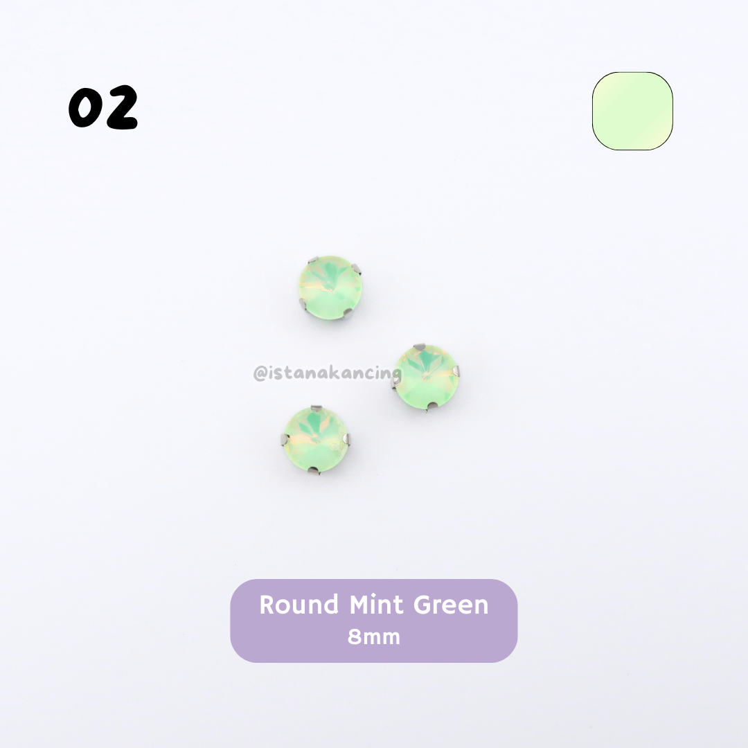 Round Pastel Crystal Claw Setting 8mm