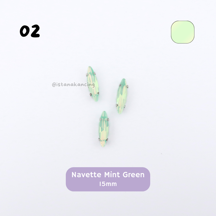 Pengaturan Cakar Kristal Pastel Navette 15mm