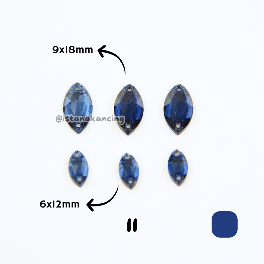 Kancing Kristal Jahit Navette