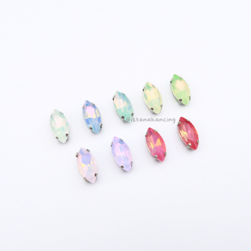 Pengaturan Cakar Kristal Pastel Navette 7x15mm