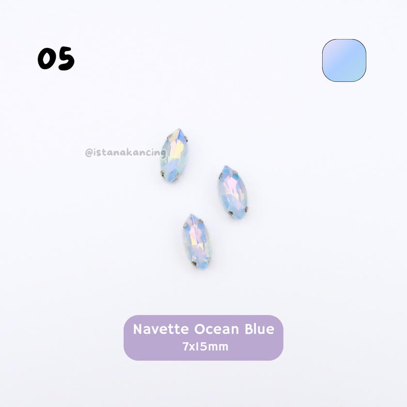 Pengaturan Cakar Kristal Pastel Navette 7x15mm