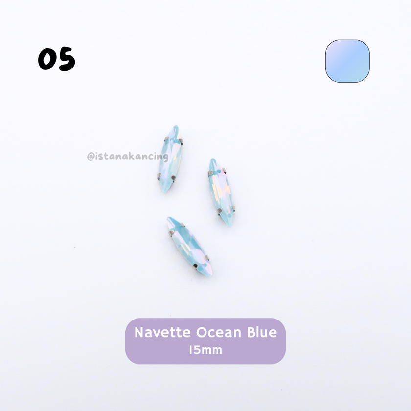 Pengaturan Cakar Kristal Pastel Navette 15mm