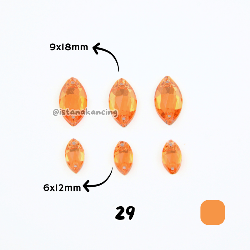 Kancing Kristal Jahit Navette