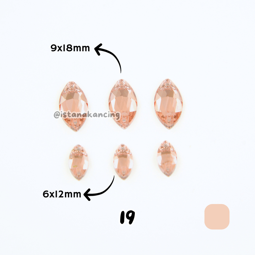 Kancing Kristal Jahit Navette