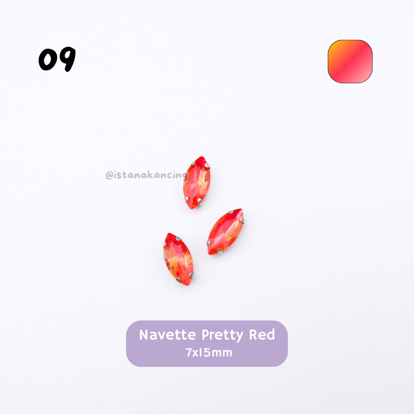 Pengaturan Cakar Kristal Pastel Navette 7x15mm