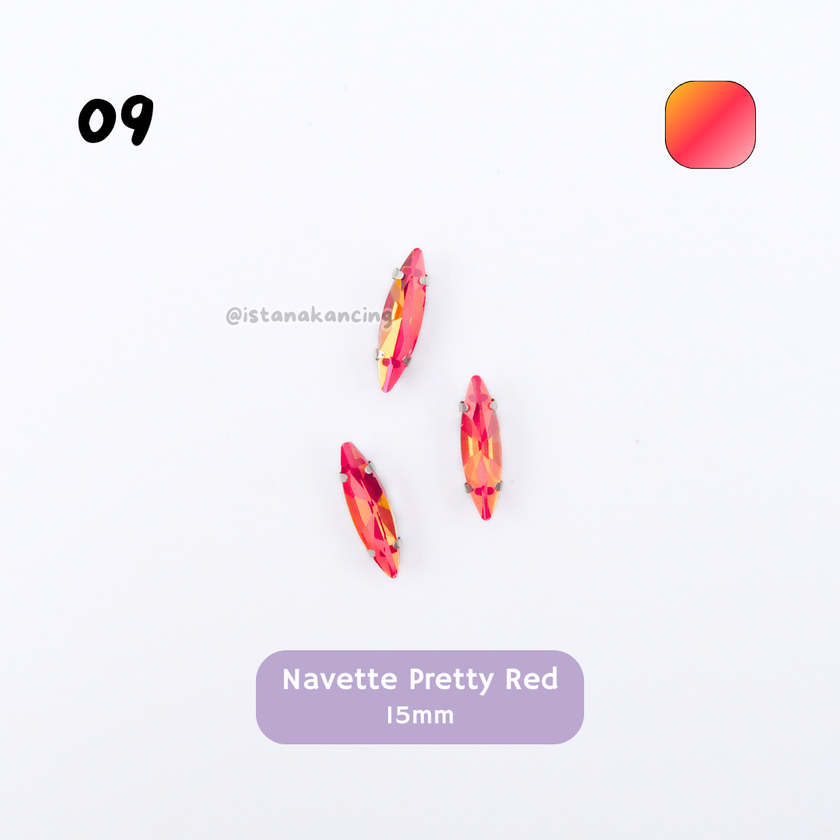 Pengaturan Cakar Kristal Pastel Navette 15mm