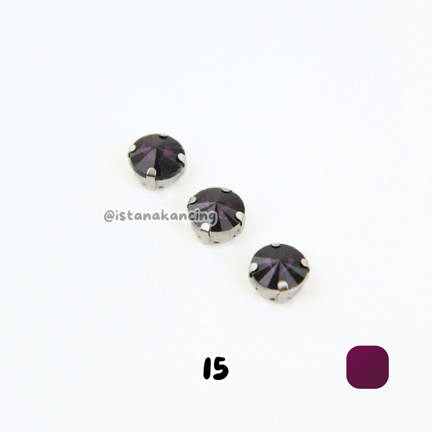 Round 10mm Rhinestone Kristal Cangkang